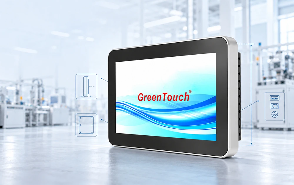 Approche du fournisseur de solutions de moniteur tactile industriel personnalis&eacute; de GreenTouch&nbsp;: protection frontale EMC, IP65, IK08 et montage